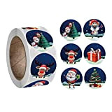 ABchat Christmas Stickers Labels Tags Roll 2.5cm Santa Snowman Reindeer for Gift Bags Windows Wall Decor 500PCS Style3 Christmas all-Purpose ...