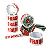 ACIT Nastro Adesivo con Scritta Fragile - confezione da 6 rotoli. Nastro da imballaggio per pacchi per scatoloni per trasloco. ...