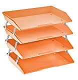 Acrimet Facility Organizzatore di Documenti in Plastica Vaschetta A4 Portadocumenti per Ufficio a 4 Ripiani Laterale (Arancione Acceso)