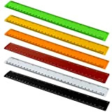 Acrimet Righello resistente in Plastica da 30 cm per studenti scuola ufficio, (scala cm e pollici) (Colori Accesi Assortiti) (6 ...