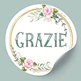 Adesivi Grazie Etichette Adesive in italiano 200 pz Sticker Thank You Chiudipacco Chiudi Busta Ringraziamento Rotonde 40 mm per Buste ...