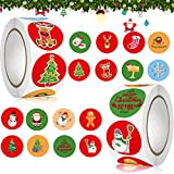 Adesivi Natalizi Rotolo,1000 Pezzi Rotonde Sticker Rotoli,Adesivi natalizi sigilla etichette,per Forniture per Feste Natalizie,artigianato fai-da-te (Rosso-2)