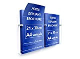 adv-smart Porta Depliant Brochure da parete DOPPIO A4 verticale 21x30 cm - Espositori in Plexiglass con fissaggi in acciaio