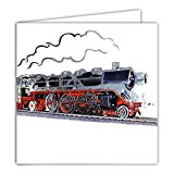 Afie 22115 - Biglietto senza testo interno bianco, con busta quadrata, 15 x 15 cm, trin Locomotiva a a vapore, ...