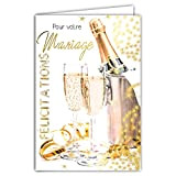Afie 69-7076 - Biglietto di auguri per il vostro matrimonio, 2 flute, bottiglia secchio Champagne Vino bianco soffice, stelle dorate ...