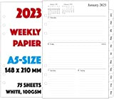 Agenda settimanale 2023 per Filofax, formato A5, due pagine per settimanale, schede mensili, gennaio 2023 - dicembre 2023
