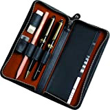 Alassio 2638 - Astuccio in vera pelle, per 3 penne e accessori, circa 17,5 x 8 x 2,5 cm, colore: ...