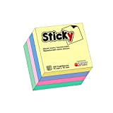 Alevar Sticky Cubo 400 Foglietti Adesivi Riposizionabili Formato 75x75 mm, 4 Colori Pastello Assortiti