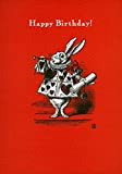 Alice in Wonderland Rabbit Herald Happy Birthday Cartolina d'auguri