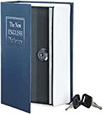 Amazon Basics - Cassetta portavalori a forma di libro, Serratura con chiave (Piccola), Blu