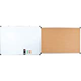 Amazon Basics - Lavagna magnetica bianca, cancellabile a secco, con supporto porta-pennarelli e bordi in alluminio, 120 cm x 90 ...