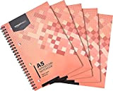 Amazon Basics - Quaderno con rilegatura a spirale, 80 fogli/160 pagine, formato A5, 70 g/m², (confezione da 5)