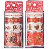 Amosfun 2PCS Washi Tape Set Christmas Sticky Tape 2m Self Adhesive for DIY Craft Present Wrapping Scrapbook Holiday Decor(Gingerbread Party, ...