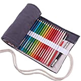 amoyie Sacchetto della matita tela rotolo astuccio per 48 matite colorate - Tela astucci (no inclusa matite), Grigio