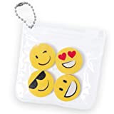 ANTEVIA - Set di 4 gomme a forma di emoji divertenti, per bambini + sacchetto portaoggetti | più di 15 ...