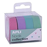 APLI - 18816 - Confezione nastri adesivi decorativi - carta tipo WASHI TAPE - colori pastello - 4 rotoli - ...