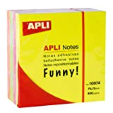 APLI - Blocco note adesive a cubo, 75 x 75 mm, 400 fogli, colore: giallo, rosa, verde e arancione