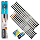 APSARA Platinum - Confezione di matite da scrittura (10 matite + gomma + temperamatite + 2 penne ZOFAX Ball, colore: ...