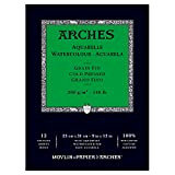 Arches Blocco Per Acquerello Incollato 1 Lato (12 Fogli) - Grana Fina - 300 G/Mq - 23 X 31 cm
