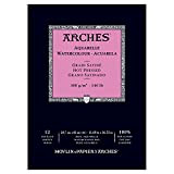 Arches Blocco Per Acquerello Incollato 1 Lato (12 Fogli) - Grana Satinata - 300 G/Mq - A3