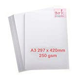 ARK - Confezione da 100 fogli di cartoncino liscio, 250 g/mq, formato A3, colore bianco