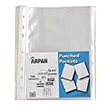 ARPAN - Buste in plastica trasparente con fori, formato A5, 45 micron, 104 fogli di protezione