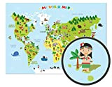 ARTBAY Bambini Mappa del Mondo - XXL Poster - 118,8 x 84 cm - Mappa del Mondo per i Bambini ...
