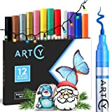 ARTCY Acrylic Paint Pens - 12 Acrylic Paint Markers Medium Tip (2mm) | Great for Rock Painting, Canvas, Glass, Porcelain, ...