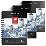 ARTEZA Album Disegno Carta Acquerello Professionale, Fogli di Carta Pressata a Freddo Priva di Acidi, (13,9x21,6 cm.), 300 gsm, 30 ...
