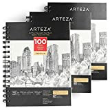 ARTEZA Album Disegno Spiralato Sketchbook A5 (14.8 x 21 cm), Set di 3, 100 GSM, 100 Fogli Senza Acidi, Grana ...