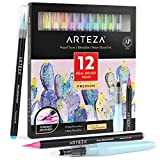 ARTEZA Pennarelli Acquarello Professionali, set di 12, toni color pastello, pennarelli per disegnare sfumabili per acquerello e 1 pennello ad ...
