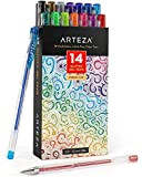 ARTEZA Penne Glitter in Gel, Set da 14 Pezzi, Punte da 0,8-1,0 mm, Penne Glitterate Colorate, per Scrivere, Colorare e ...