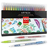 ARTEZA Set di Pennarelli Colorati Dual Pen TwiMarker, (Punta fine da 0,4 e Punta Brush a Pennello), 100 Markers Colorati ...