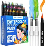 Artistro Watercolor Brush Pens, Pennarelli Acquerellabili in Set 48 Colori Vivaci e Unici + 2 Penne Water Brush. Ideali per ...