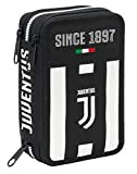 Astuccio 3 Zip Juventus Coaches, Bianco & Nero, Con materiale scolastico: 18 pennarelli e 18 pastelli Giotto, penna Tratto Cancellik ...