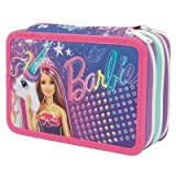 Astuccio Triplo Completo Compatibile con Barbie 3 Zip Viola 19x13x7 cm + Omaggio Penna Colorata e Braccialetto