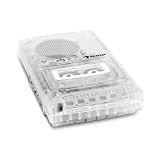 AUNA ClearTech - Mangiacassette Portatile, Dittafono, Tape Recorder, Microfono, a Batteria/a Corrente, USB, Cassa Integrata, Connessione Cuffie, Ingresso Microfono, Trasparente
