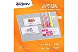 Avery - Biglietti da visita microperforati, misura 85 x 54 mm, grammatura cartoncino 185 g/m², confezione da 250 pezzi