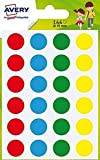 Avery - Bustina di 144 adesivi rotondi,  ø15 mm, 4 colori (verde, rosso, giallo, blu), 144 Pezzi