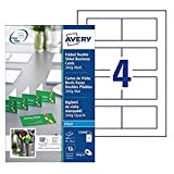Avery C 32058-25 Printable-Biglietti piegati, con finitura opaca per stampante a getto d'inchiostro, 260 g/mq, 4 biglietti per foglio di ...