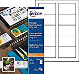 Avery C32010-25 - Biglietti da visita microperforati 185 g/m² per stampanti a getto d'inchiostro/laser monocromo/fotocopiatrici 85 x 54 mm, 250 pz