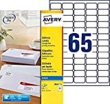 Avery J8651-15) Avery - Confezione da 975 mini etichette adesive bianche 38,1 x 21,2 mm a getto d'inchiostro, colore: Bianco
