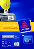 Avery L6013-20- Set di Etichette per Identificare Cavi ElettriciArgento, 210 x 297, 20 Pezzi