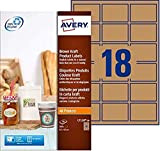 Avery L7110-20 Etichette per Prodotti in Carta Kraft, Effetto Cartone, Rettangolari, 62 x 42 mm, 20 ff, Marrone