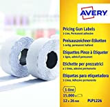 Avery PLP1226 Etichette per Prezzatrice, 1 Linea, Permanenti, 1500 Etichette per Rotolo