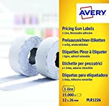 Avery PLR1226 Etichette per Prezzatrice 1 Linea Rimovibili, 1500 Pezzi per Rotolo