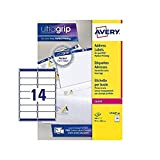 Avery Zweckform Etichette indirizzi, 14 su ogni foglio da 99,1 x 38,1 mm, colore: Bianco