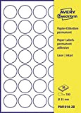 AVERY Zweckform PM1014-20 - Etichette autoadesive di carta (700 etichette adesive, Ø 35 mm su A4, opache, rotonde, universali, stampabili, ...