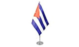 AZ FLAG Bandiera da Tavolo di PRESTIGIO Cuba 22x15cm in Raso - Piccola BANDIERINA Cubana 15 x 22 cm