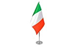 AZ FLAG Bandiera da Tavolo di PRESTIGIO Italia 22x15cm in Raso - Piccola BANDIERINA Italiana 15 x 22 cm